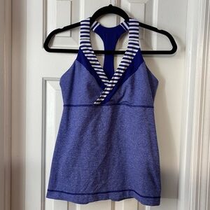 Lululemon Athletica Blue and White Striped Tank Top
